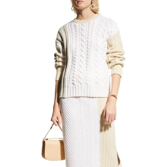 NWT Derek Lam 10 Crosby Rory Mixed Cable Knit Sweater - Picture 2 of 9